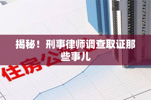 石狮揭秘！刑事律师调查取证那些事儿
