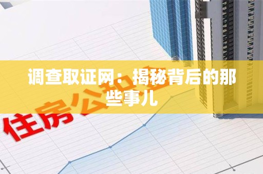 石狮调查取证网：揭秘背后的那些事儿