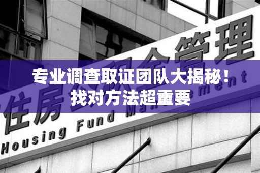 石狮专业调查取证团队大揭秘！找对方法超重要