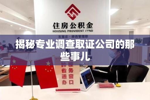石狮揭秘专业调查取证公司的那些事儿