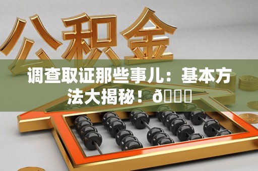 石狮调查取证那些事儿：基本方法大揭秘！😎
