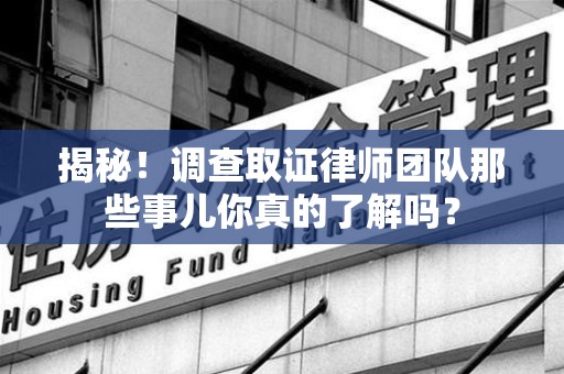 石狮揭秘！调查取证律师团队那些事儿你真的了解吗？