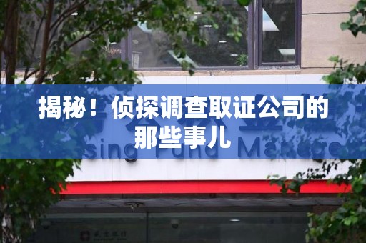 石狮揭秘！侦探调查取证公司的那些事儿