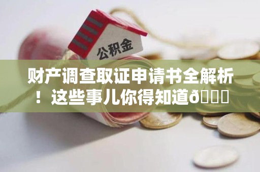 石狮财产调查取证申请书全解析！这些事儿你得知道😎